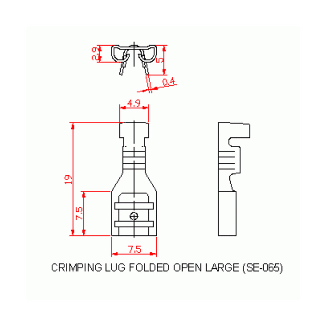 SE065 Crimping Lug Folded Open Large Battery Clip